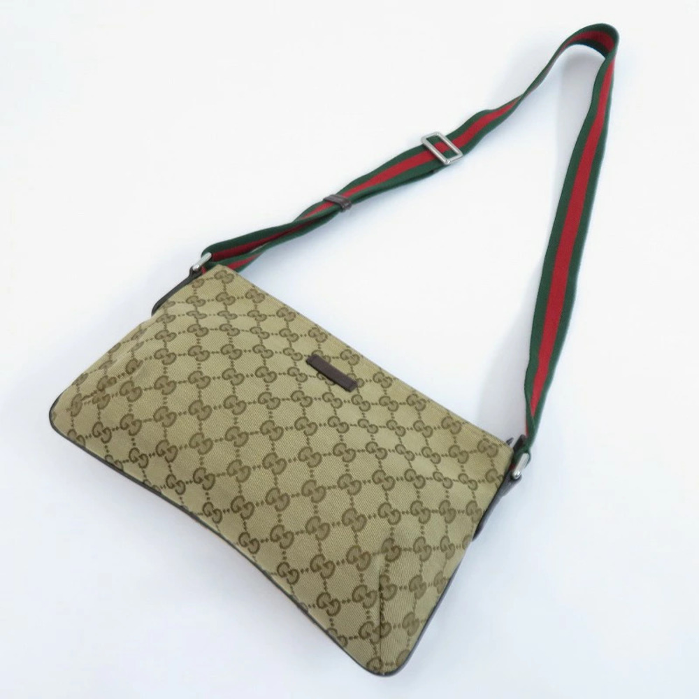 Gucci GG Canvas Sherry Pochette Shoulder Bag Beige Cream